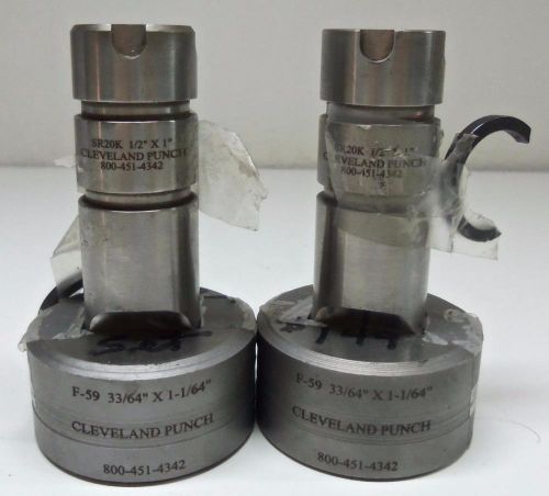 Two Cleveland Punch Die Sets SR20K 1/2 x 1 w F-59 33/64 x 1 1/64 Metal Working