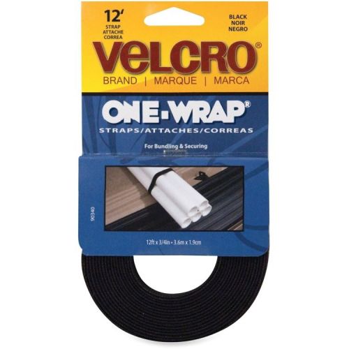 Velcro one-wrap reusable ties, 3/4&#034; x 12 ft., black for sale