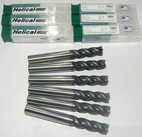 6 pc. helical 1/2&#034;x1-5/8&#034; vari. pitch high perf. carbide end mills w/cr-stainles for sale