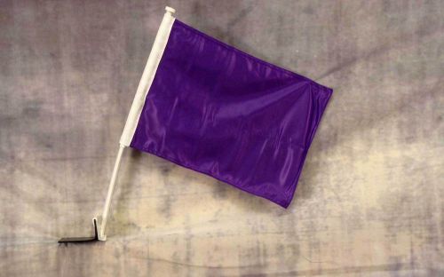 Solid Purple DECOR CAR FLAG 12&#034; x 15&#034; x 16-1/2&#034; Window Roll Up Banner + pole
