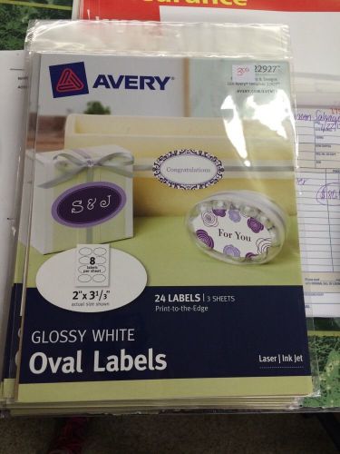 Avery® Print-to-the-Edge Glossy White Oval Labels 22927 2&#034; x 3-1/3&#034; Pack of 24