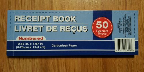 Receipt Book, Carbonless, Numbered 2.67in. X 7.67 in. 50/BK