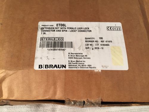 Braun Extension Set with Female Luer Lock Connector and Spin-Loc Connector NEW!