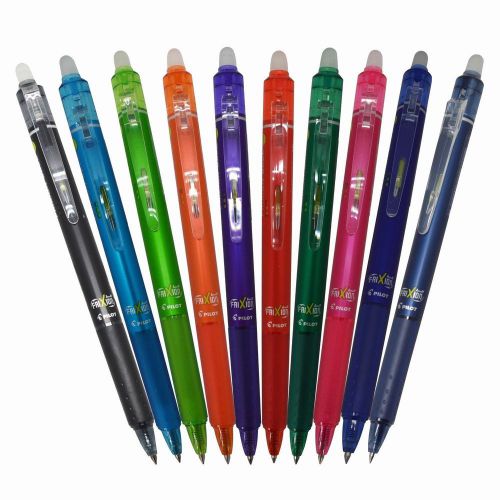 Pilot Frixion Ball Knock Retractable Gel Ink Pen 0.5mm 10 Colors (LFBK-230EF-...
