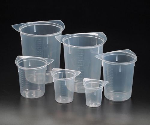 Set of 6 tri-corner polypropylene beakers beaker new for sale