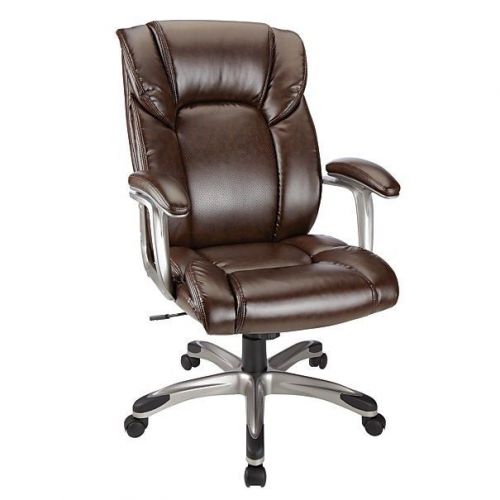 Realspace Salsbury High-Back Chair, Dark Brown/Black $180 New