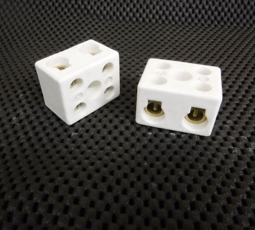 2pc ceramic high temp 2 pole 80 amp terminal block strip cp-02p-80a for sale