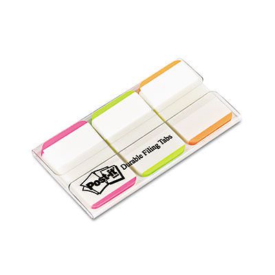File Tabs, 1 x 1 1/2, Lined, Assorted Fluorescent Colors, 66/Pack, 1 Package