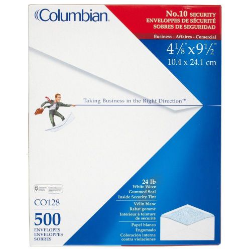 Columbian #10 security tinted envelopes 4-1/8 x 9-1/2 inch white 500 per box ... for sale