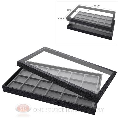 (1) Acrylic Top Display Case &amp; (1) 24 Compartmented Gray  Insert Organizer