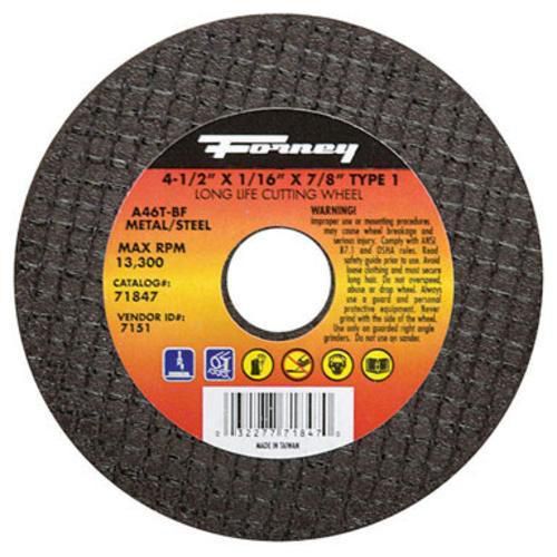Forney Industries 71847 Metal Cutting Cut Off Wheel 4-1/2&#034; x 1/1