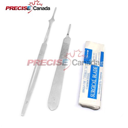 SCALPEL KNIFE HANDLES #3 #7 WITH 10 STERILE SURGICAL BLADES #15