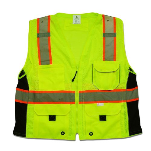 GLO-079 Surveyor&#039;s Safety Vest, ANSI 2, Zipper, Contrasting Stripe (5 Pack)