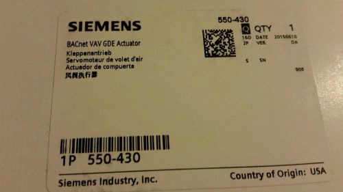 New Siemens BACnet VAV Actuator 550-430