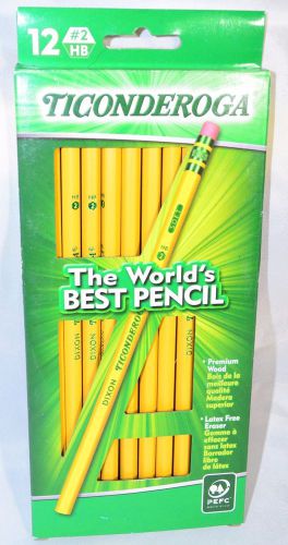 Dixon Ticonderoga Wood Cased #2 HB Pencils Hang Tab Package of 12 Yellow PEFC