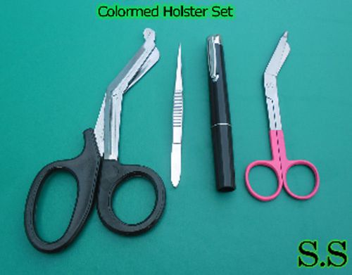 Colormed Holster Set EMS Black EMT Diagnostic+Magenta Lister Bandage Scissors