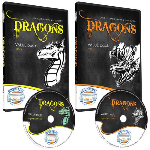 Dragons clipart collection-vinyl cutter plotter clip art-eps vector clip art cd for sale