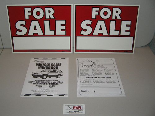 CAR, TRUCK, MOTORCYCLE or VEHICLE SALES KIT w / Signs &amp; Forms / Free Ship!