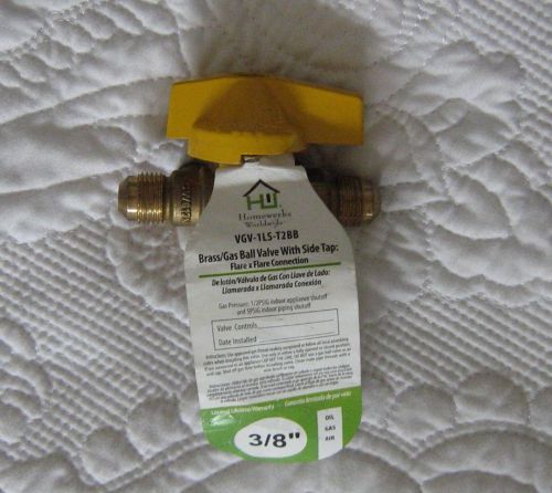 HOMEWERKS VGV-1LS-T2BB BRASS GAS BALL VALVE W/SIDE TRAP - 3/8&#034; FLARE X FLARE