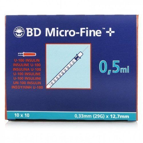 10 x BD Micro-Fine Plus Hypodermic Syringes U100 0.5ml 30G x 8mm