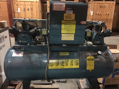 Duplex 1.5 hp single stage curtis air compressor on 80 gallon tank for sale