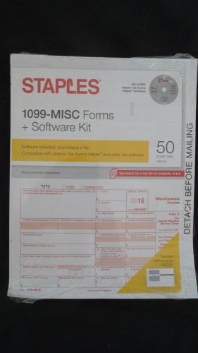 50 ct pack staples 2015 irs tax forms 1099-misc forms 5-part sets &amp; software kit for sale