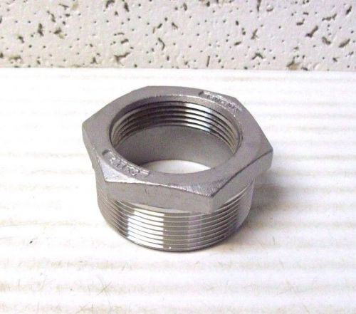 Hex bushing 2&#034; x 1-1/4&#034; 150# npt 304 stainless steel pipe fitting &lt;793wh for sale