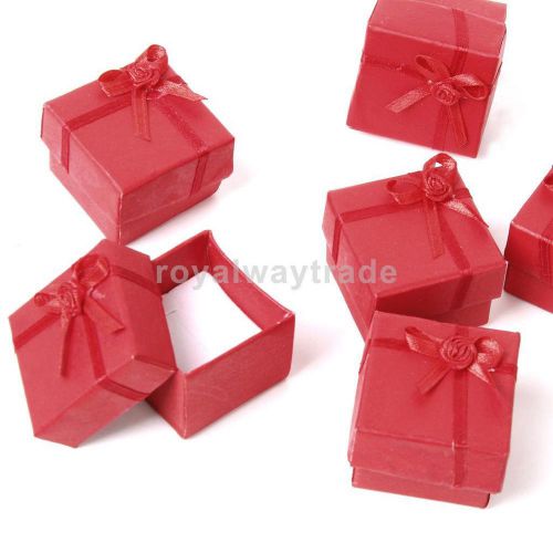 24 x Red Square Hard Cardboard Jewelry Ring Case Gift Box 40x40x29mm NEW