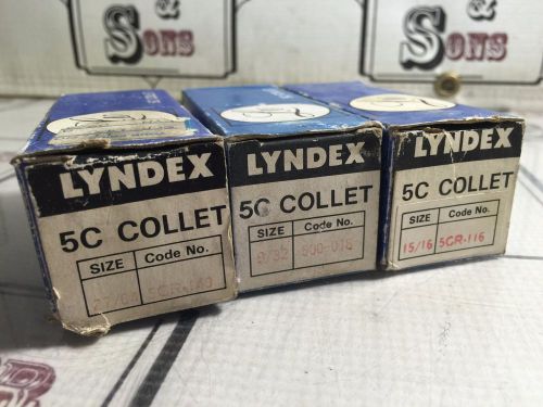 3 lyndex 9/32&#034; 27/64&#034; &amp; 15/16&#034; 5c collets w/ internal threads for lathe mill for sale