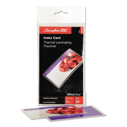 Ultraclear thermal laminating pouches, 5mil, 5 1/2 x 3 1/2, index card, 25/pk for sale