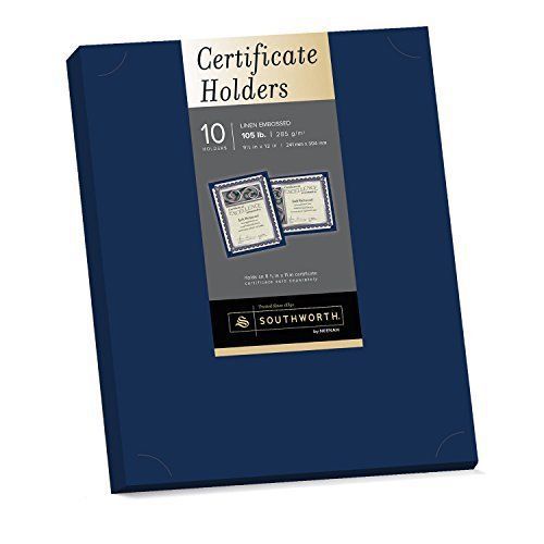 Southworth Certificate Holder, 9.5 x 12 Inches, 105 lb., Navy, 10 Count PF8 NEW