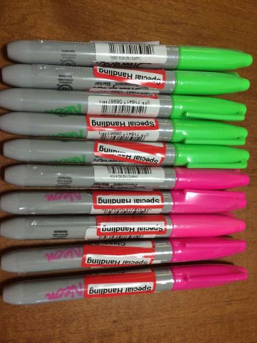 Sharpie Neon Green And Neon Pink  Lot of 10 Shrink Wrapped (NEW)