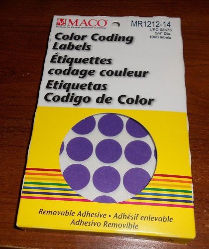maco color coding labels purple 1000ct 3/4 dia