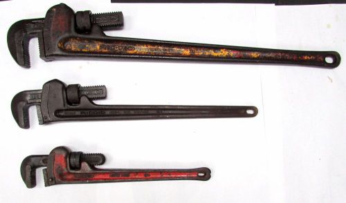 Ridgid pipe wrench lot of 3 36&#034; 24&#034; 18&#034; steel for sale