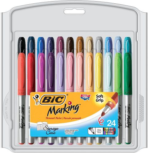 BIC Marking Permanent Marker Fashion Colors, Fine Point, Assorted Colors, 24-Ct