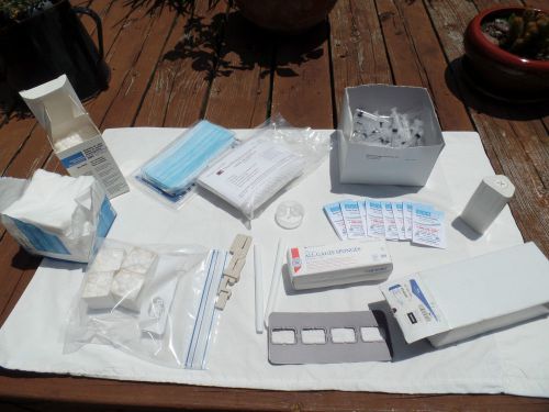 LOT OF MISCELLANEOUS DENTAL ITEMS VISTA SYRINGES COTTON PELLETS GAUZE BRIDGE AID