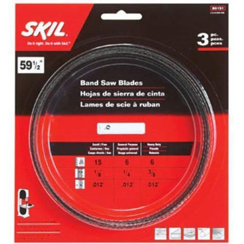 SKIL 80151 59-1/2-Inch Band Saw Blade Assortment, 3-Pack New