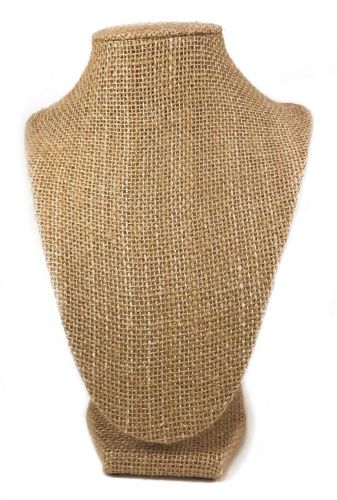 WONDERFUL TEXTURED BURLAP NECKLACE DISPLAY STAND - PRISTINE CONDITION - 9&#034;