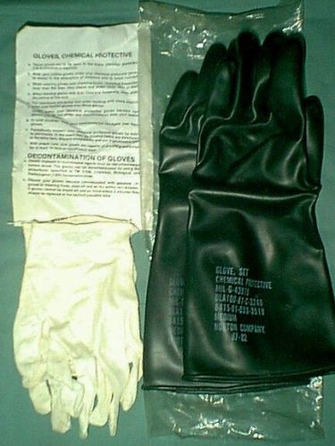 Black Chemical Resistant Rubber Gloves with Liners Sz Small