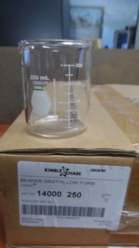 Kimax Kimble Glass Griffin Beaker, Low Form, Measuring, 250 mL (Box of 12)