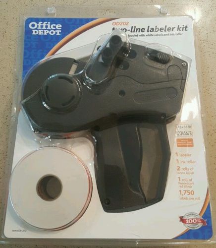 NEW Office Depot OD202 Pricemarker Kit Price Gun Tagger Labeler TWO-LINE