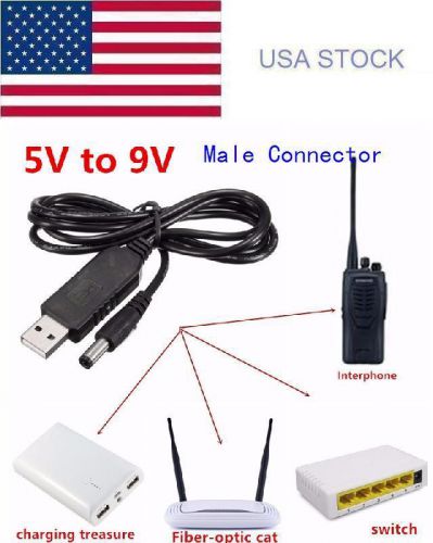 USB DC 5V- 9V Step up Converter Power Supply Charge Cable 2.1x5.5mm Jack male