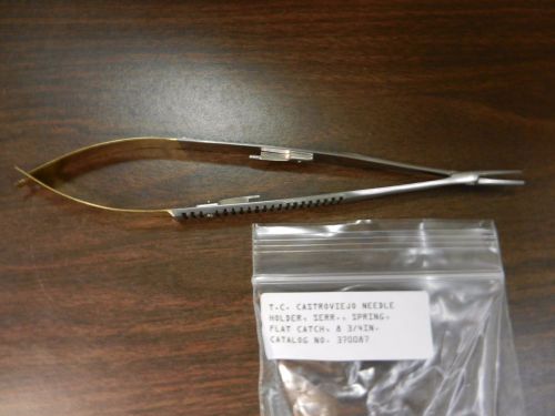 Castroviejo Needle Holder, T.C., Serr., Spring flat catch, 8 3/4&#034;, 370087