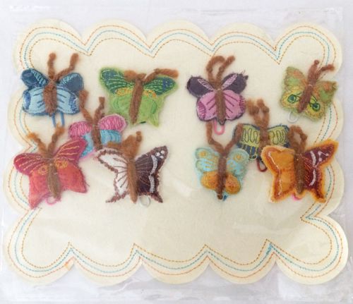 Set of 12 Handmade Colorful Fabric Butterfly Paper Clips