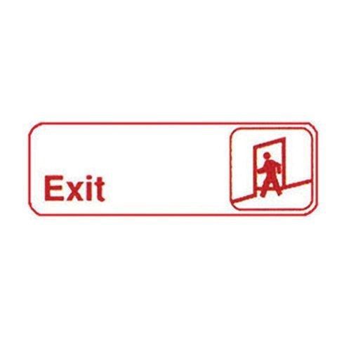 Winco SGN-381W, Information Sign, &#034;Exit&#034;, 3&#034; x 9&#034;, White