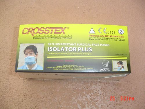 CROSSTEX ISOLATOR PLUS SURGICAL FACE MASKS - Lot of 37 boxes of 28 Masks,  NEW!!