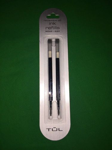 New TUL Retractable Gel Medium Point Black Ink Pen Refill 2 Pack Free Shipping