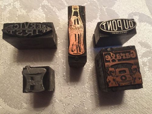 5 Rare Vintage Printer Blocks COKE DUPONT Letterpress Engraving Maurice Joyce(?)