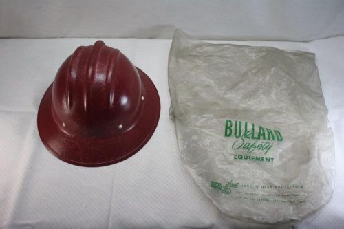 Vtg bullard hard boiled red fiberglass full brim hard hat (nos) san francisco for sale