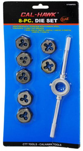 8 Piece Die and Long Tap Wrench Set - SAE